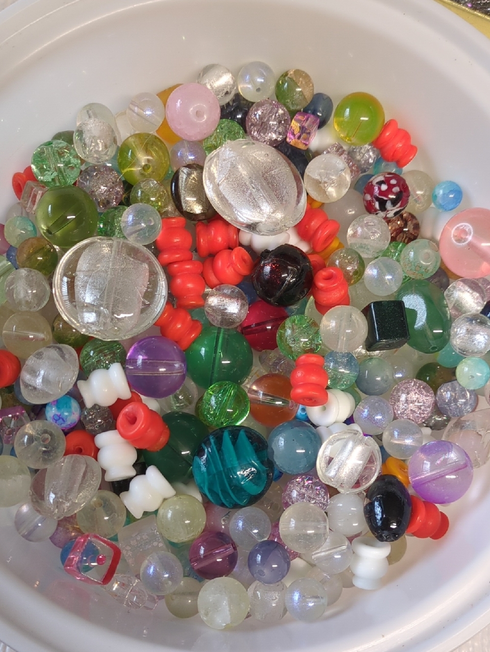 🎂Q2 Mixed Glass Bead Lot - Multicolor Craft Beads 465g
